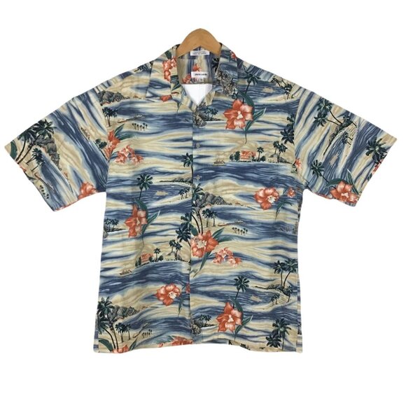Pierre Cardin Hawaiian Aloha Button Front Shirt Palm Trees Resort Wear Mens XL - Picture 1 of 12